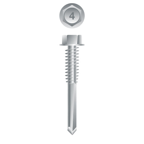 #12 Strong-Point Hex Washer Head 12-24 x 2, 410 Stainless Steel
