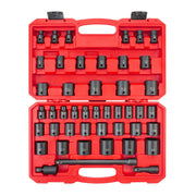 1/2 Inch Drive Shallow 6-Point Impact Socket Set with Case, 45-Piece (5/16 - 1-1/4 in., 8-32 mm)
