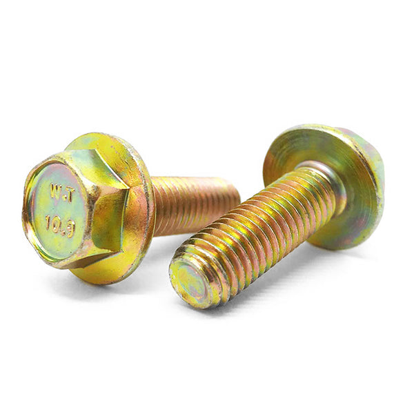 M6-1.0x20 Class 10.9 Hex Flange Bolts Zinc Yellow