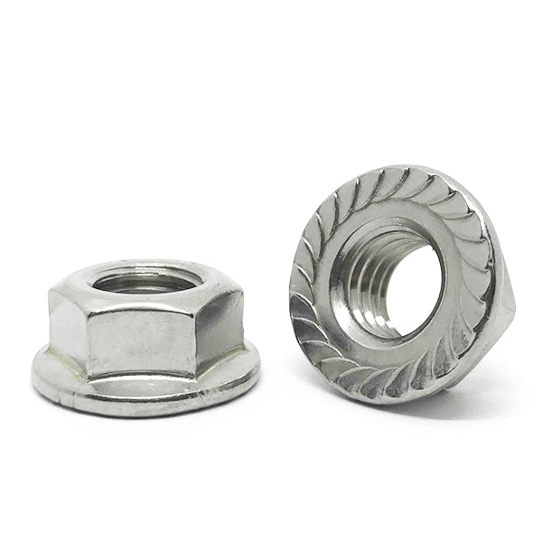 1/2"-13 Stainless Steel Serrated Hex Flange Lock Nuts