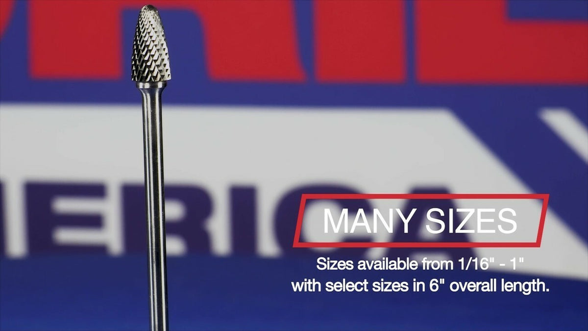 SM-2 1/4" X 3/4" Cone Pointed End Carbide Bur 1/4" Shank