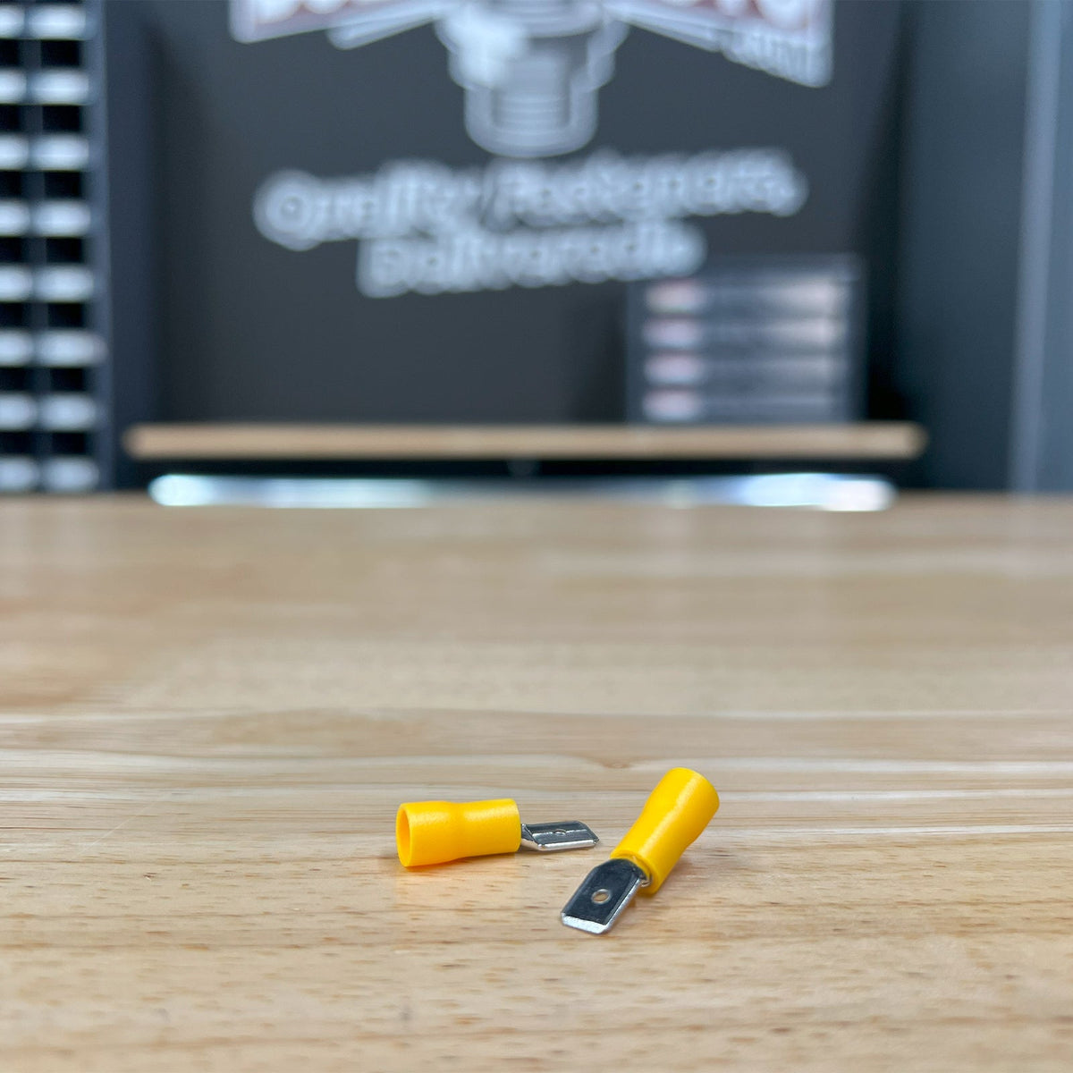 Yellow PVC/Vinyl Male Spade Crimp Connector, AWG 12-10
