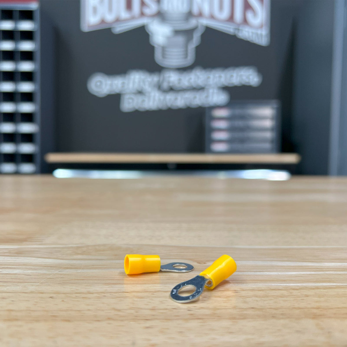 Yellow PVC/Vinyl 5/16" Diameter Ring Crimp Connector, AWG 12-10