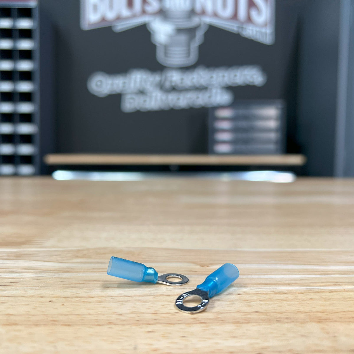 Blue Heat Shrink Marine Grade 5/16" Diameter Ring Connectors, AWG 16-14