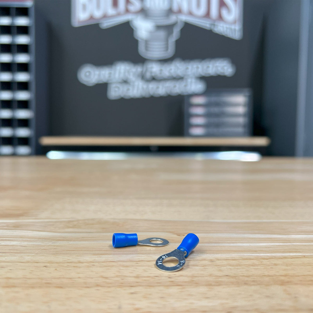 Blue PVC/Vinyl 5/16" Diameter Ring Crimp Connector, AWG 16-14