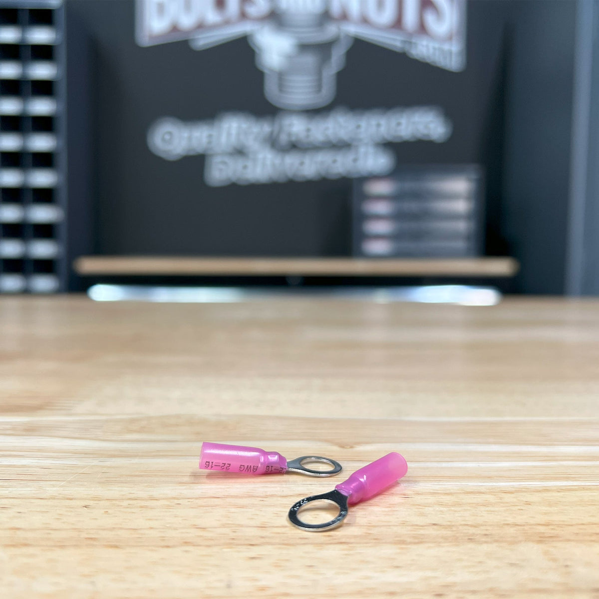 Red Heat Shrink Marine Grade 3/8" Diameter Ring Connectors, AWG 22-16