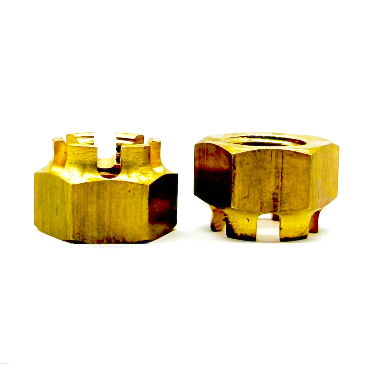 1/2"-13 Brass Slotted Hex Nuts
