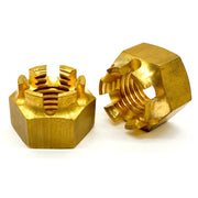 1/2"-13 Brass Slotted Hex Nuts