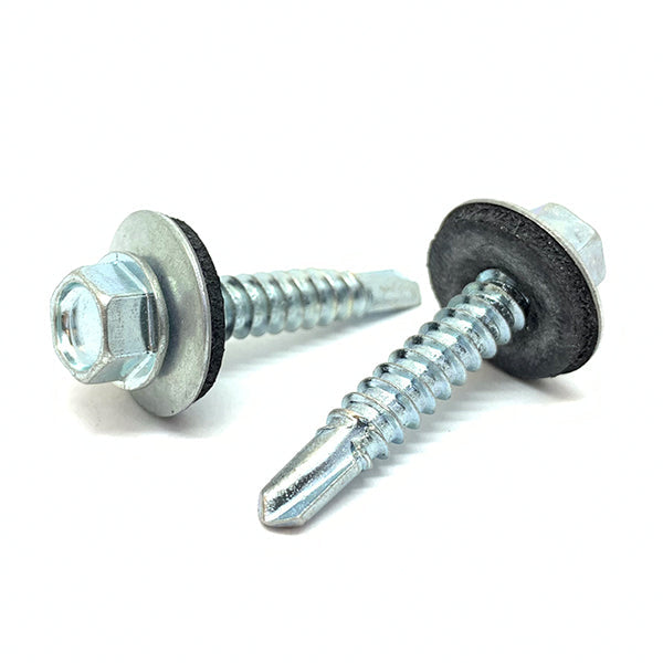 #10x3/4" Hex Washer Head #3 Point w/ Sealing Washer Drilling Sheet Metal Screws Zinc