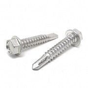 #8x1-3/4"  Stainless Steel Unslotted Hex Washer Head #2 Point Self Drilling Screws