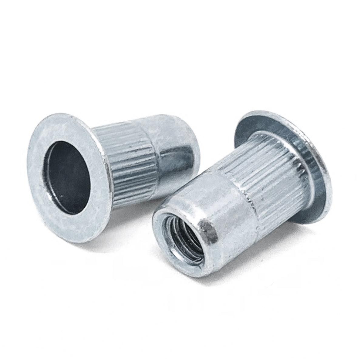 #10-32 L (.130-.225) Aluminum Large Flange Knurled Body Rivet Nut