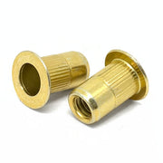 M5-0.8 (.020 - .130) Steel Large Flange Knurled Body Rivet Nut Zinc Yellow