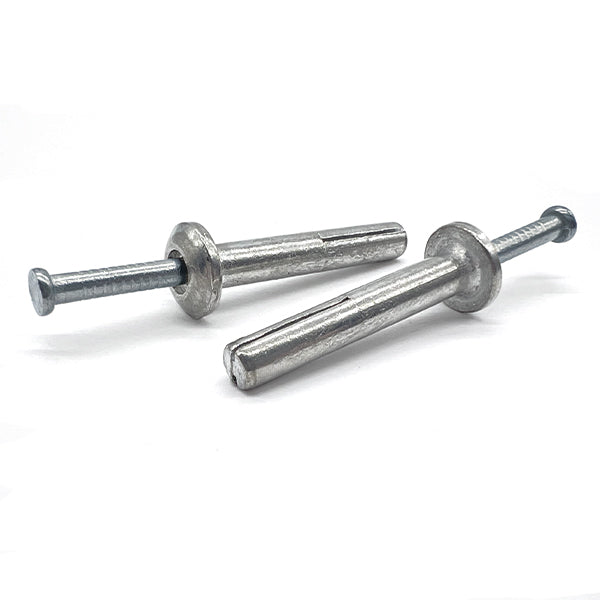 1/4"x3" Mushroom Head Hammer Drive Anchors Zinc Alloy w/ Zinc Plated Nails