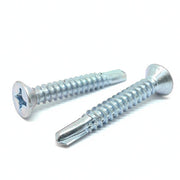 #6x1-1/4" Phillips Flat Head #2 Point Self Drilling Sheet Metal Screws Zinc