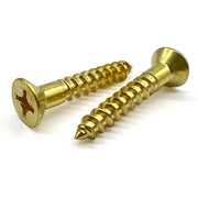 #8x7/8" Phillips Flat Head Wood Screws Brass