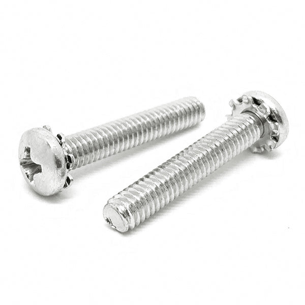 #8-32x5/8" 410 Stainless Steel External Tooth Sems Phillips Pan Head Machine Screws