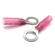 Red Heat Shrink Marine Grade #10 Diameter Ring Connectors, AWG 22-16