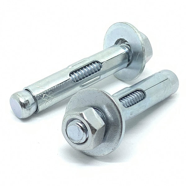 3/4-10x2-1/2" Sleeve Anchor w/ Hex Nuts & Washers Zinc Clear Steel
