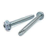 #10-16x1-1/4" Slotted Indent Hex Washer Head Type BT Thread Cutting Screws Zinc Clear