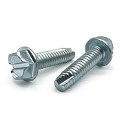 1/4"-20x3/4" Slotted Indent Hex Washer Head Type T Thread Cutting Screws Zinc Clear