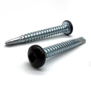 #8x1-1/2" Pan Head Square Drive #2 Point Self-Drilling TEKS Screw Black Painted Head Zinc