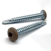 #6x3/4" Pan Head Square Drive #2 Point Self-Drilling TEKS Screw Tan Painted Head Zinc