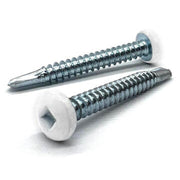#10x3/4" Pan Head Square Drive #3 Point Self-Drilling TEKS Screw White Painted Head Zinc