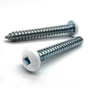 #6x1" Pan Head Square Drive Type AB Sheet Metal Screw White Painted Head Zinc