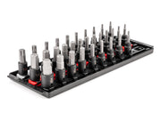 3/8 Inch Drive Hex and Torx Impact Bit Socket Set with Rails and Tray, 32-Piece (5/32 - 9/16 in., 4 - 14 mm, T20 - T60)