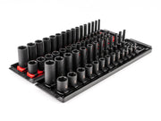 1/4 Inch Drive Shallow and Deep 6-Point Impact Socket Set with Rails and Trays, 58-Piece (5/32 - 11/16 in., 4 - 17 mm)