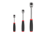 1/4, 3/8, 1/2 Inch Drive Quick-Release Comfort Grip Ratchet Set, 3-Piece (6, 8, 10-1/2 in.)