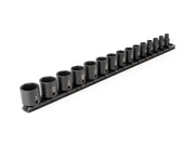 3/8 Inch Drive Shallow 6-Point Impact Socket Set with Rail, 15-Piece (1/4 - 1 in.)