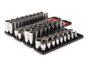 1/2 Inch Drive Shallow and Deep 12-Point Socket Set with Rails and Trays, 78-Piece (3/8 - 1-5/16 in., 10-32 mm)