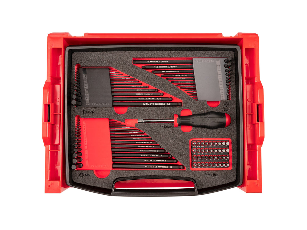 L-Key and Bit Driver Set with Open Top Drawer and Rack, 78-Piece (0.050 - 3/8 in., 1.3 - 10 mm, #1 - #3, T7 - T30)