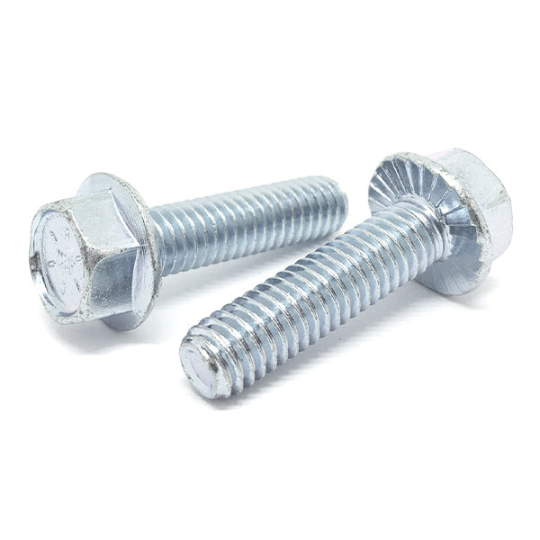 3/8-16x2" Grade 8 Serrated Hex Flange Bolts Zinc Clear